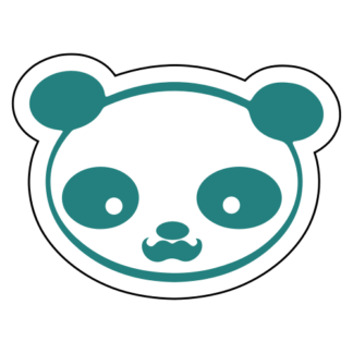 Young Panda Funny Moustache Sticker (Turquoise)